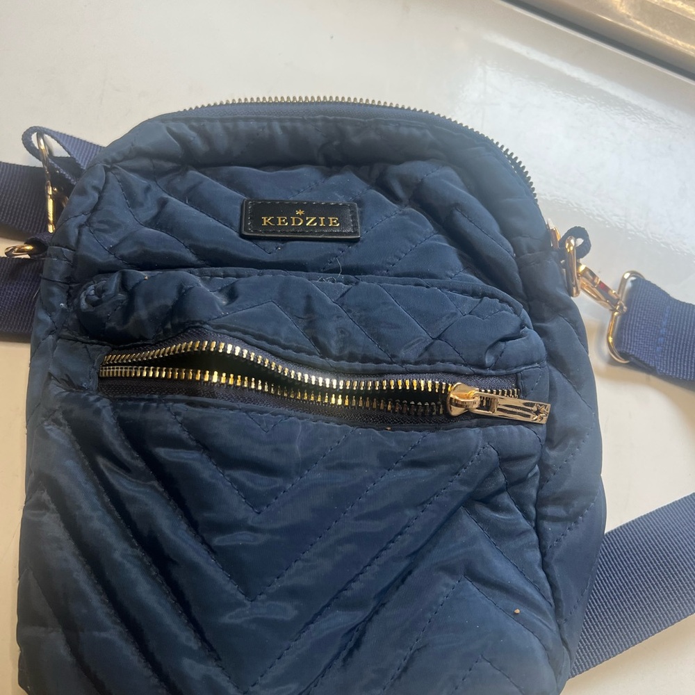 Kenzie quilted crossbody purse navy blue